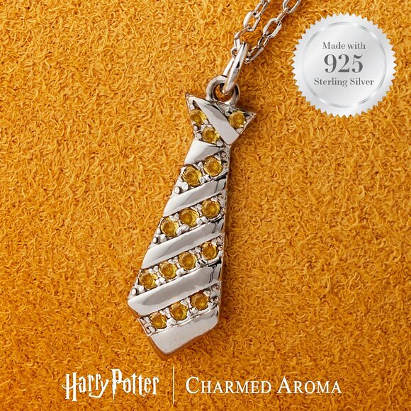 925 Sterling Silver Hufflepuff Tie Necklace - House Pride Harry Potter - Picture 1 of 2